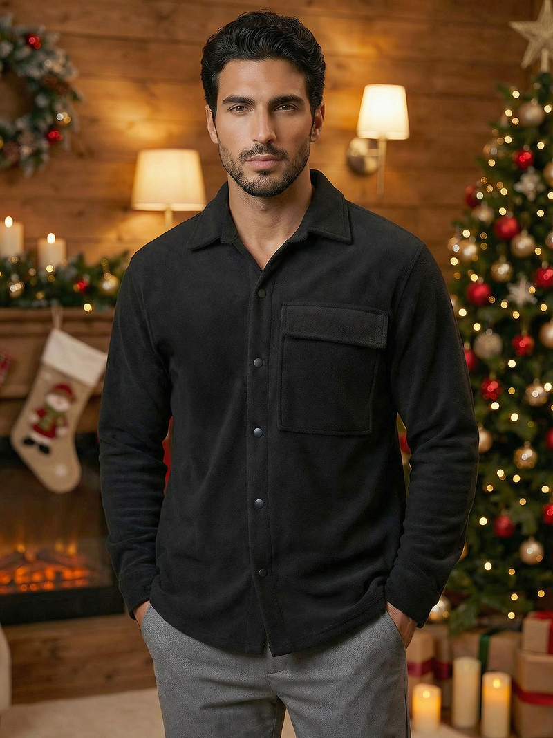 Ανδρικό πουκάμισο mαύρος OZONEE O/GOM23040Z