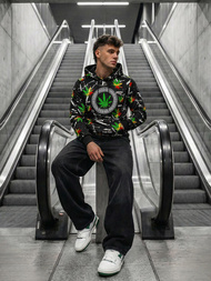 Ανδρικό Φούτερ με kουκούλα μαύρο OZONEE O/B269Z