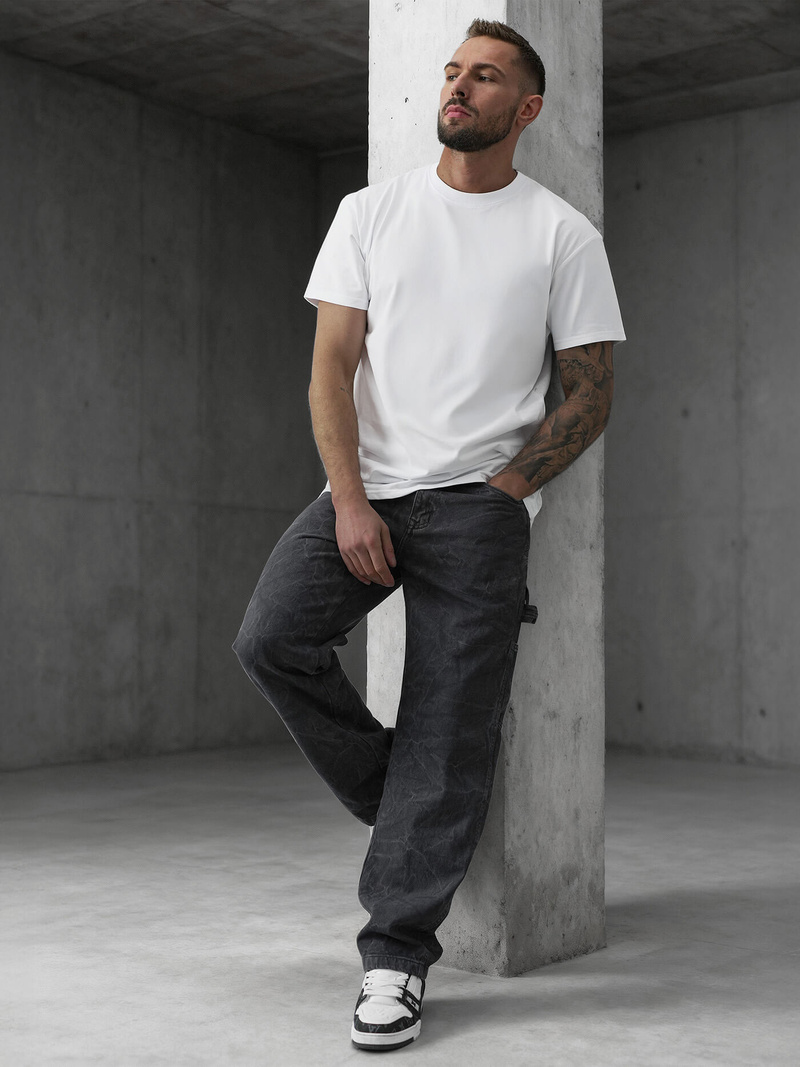 Ανδρικό τζιν παντελόνι γραφίτη OZONEE O/KK2828/5