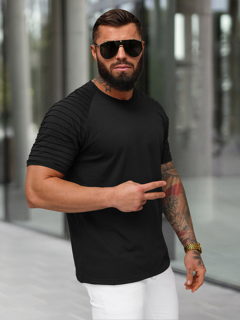 Ανδρικό μπλουζάκι μαύρο OZONEE JS/8T88/3Z