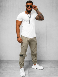 Ανδρικό παντελόνι chino jogger mπεζ OZONEE O/G3014Z