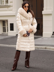 Γυναικείο παλτό mπεζ OZONEE JS/5M3160/254/BZ