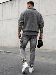 Ανδρικό τζιν παντελόνι γραφίτη OZONEE O/E10017Z