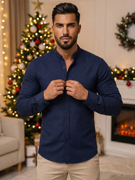 Ανδρικό πουκάμισο ναυτικό μπλε OZONEE O/V69Z