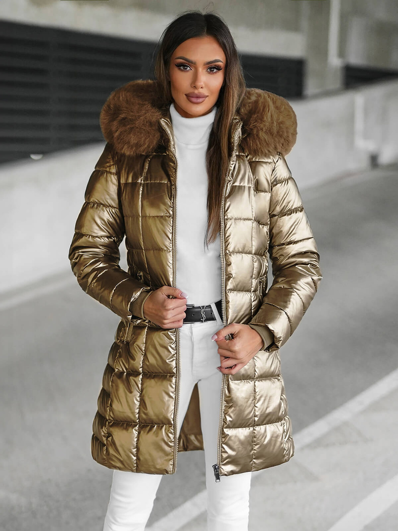 Γυναικείο μπουφάν χρυσός OZONEE JS/16M9120/403Z