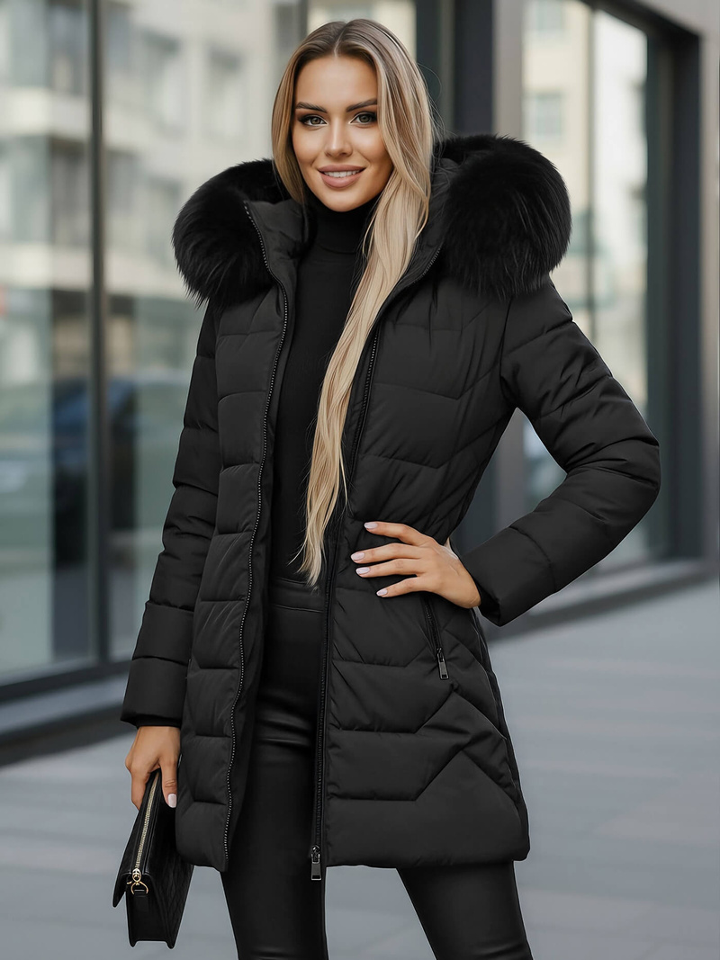 Γυναικείο μπουφάν μαύρο OZONEE JS/16M9121/392Z