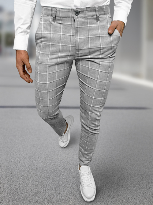 Ανδρικό παντελόνι chino γκρι OZONEE DJ/5522Z