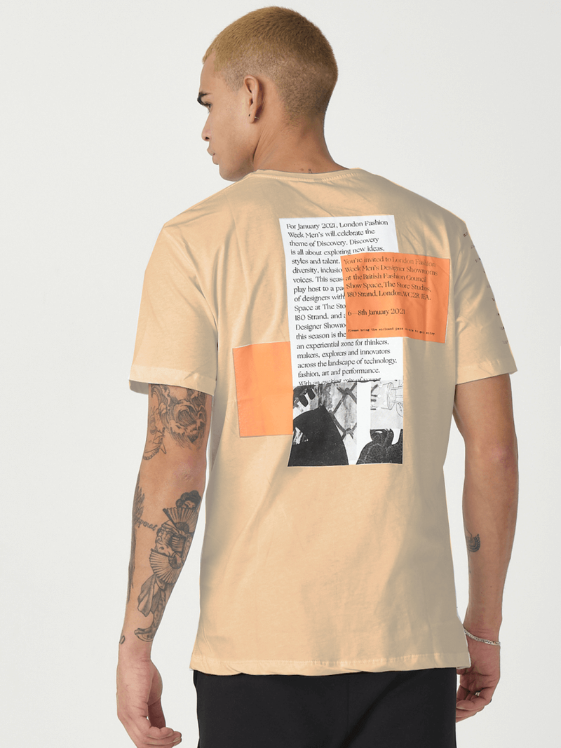 Ανδρικό μπλουζάκι μπεζ OZONEE MR/21516