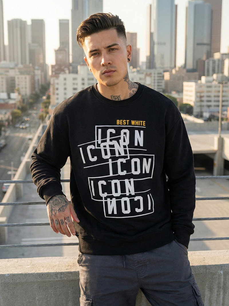 Ανδρικό Φούτερ μαύρο OZONEE JS/8B1763/3Z