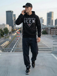 Ανδρικό Φούτερ με Κουκούλα μαύρο OZONEE JS/8B1737/3Z