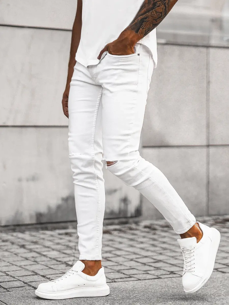 Ανδρικό τζιν παντελόνι λευκό OZONEE E/5391/01Z