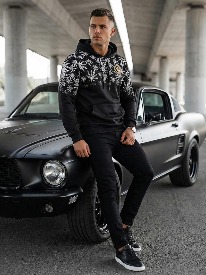 Ανδρικό Φούτερ με kουκούλα μαύρο OZONEE O/B272Z