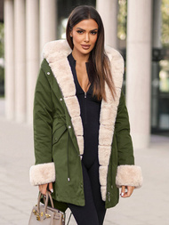 Γυναικείο χειμερινό μπουφάν Πράσινος OZONEE JS/M763/136Z