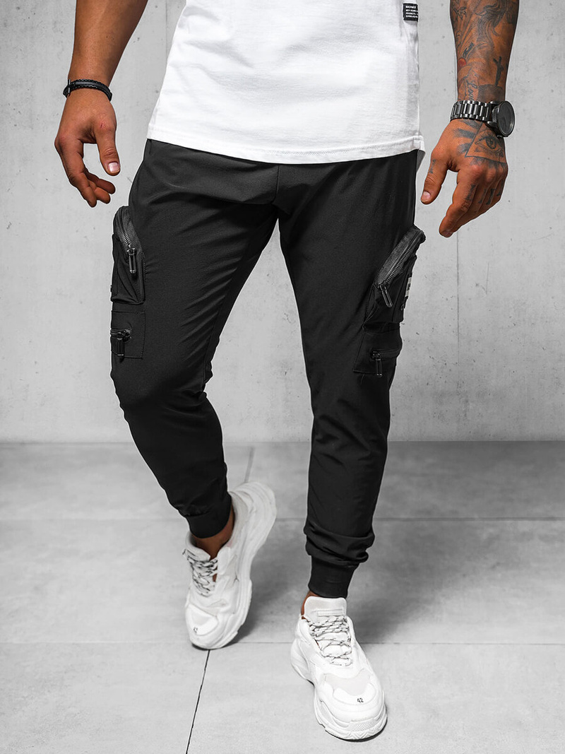 Ανδρικό παντελόνι chino mαύρος OZONEE O/PS5501