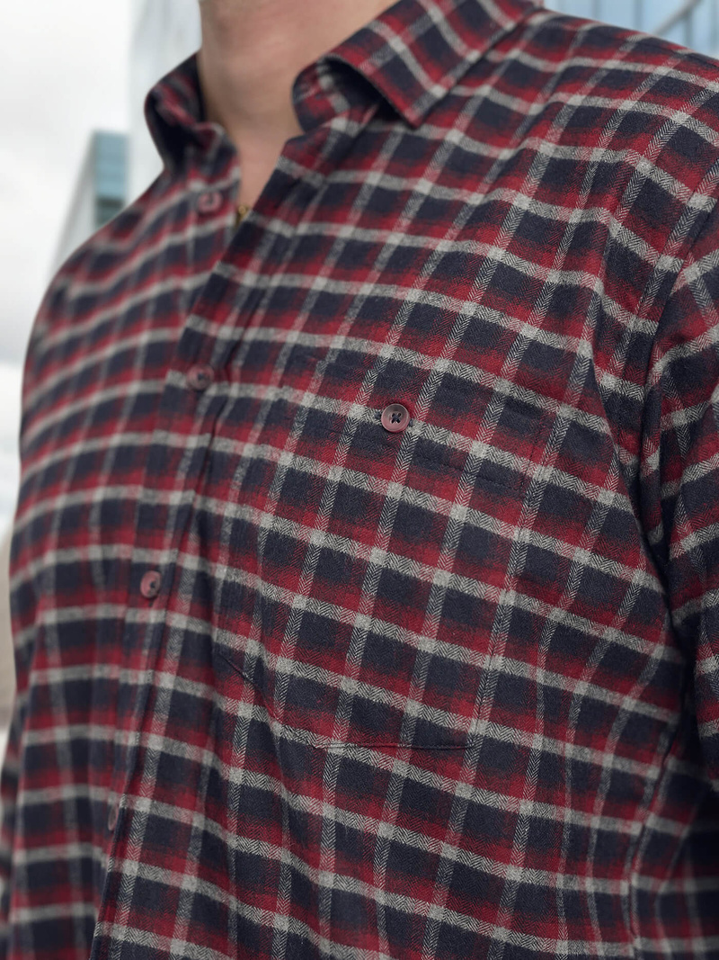 Ανδρικό πουκάμισο μπορντό OZONEE V/V176