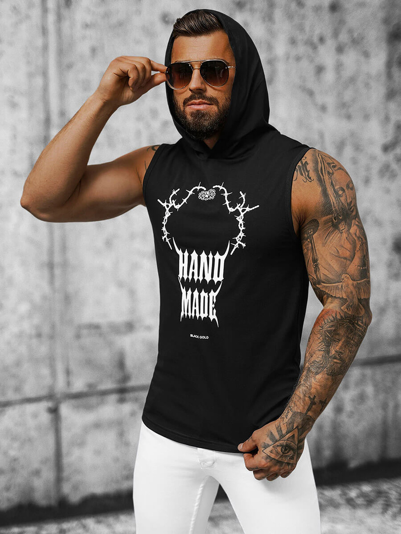 Ανδρικό αμάνικο μπλουζάκι mαύρος OZONEE NB/MT3024