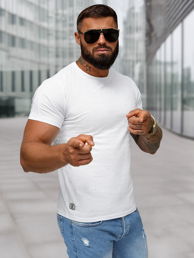 Ανδρικό μπλουζάκι λευκό OZONEE O/QQ1388