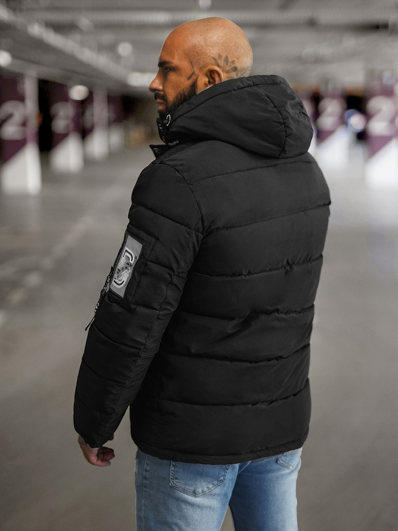 Ανδρικό μπουφάν mαύρος OZONEE JS/57M7503/392