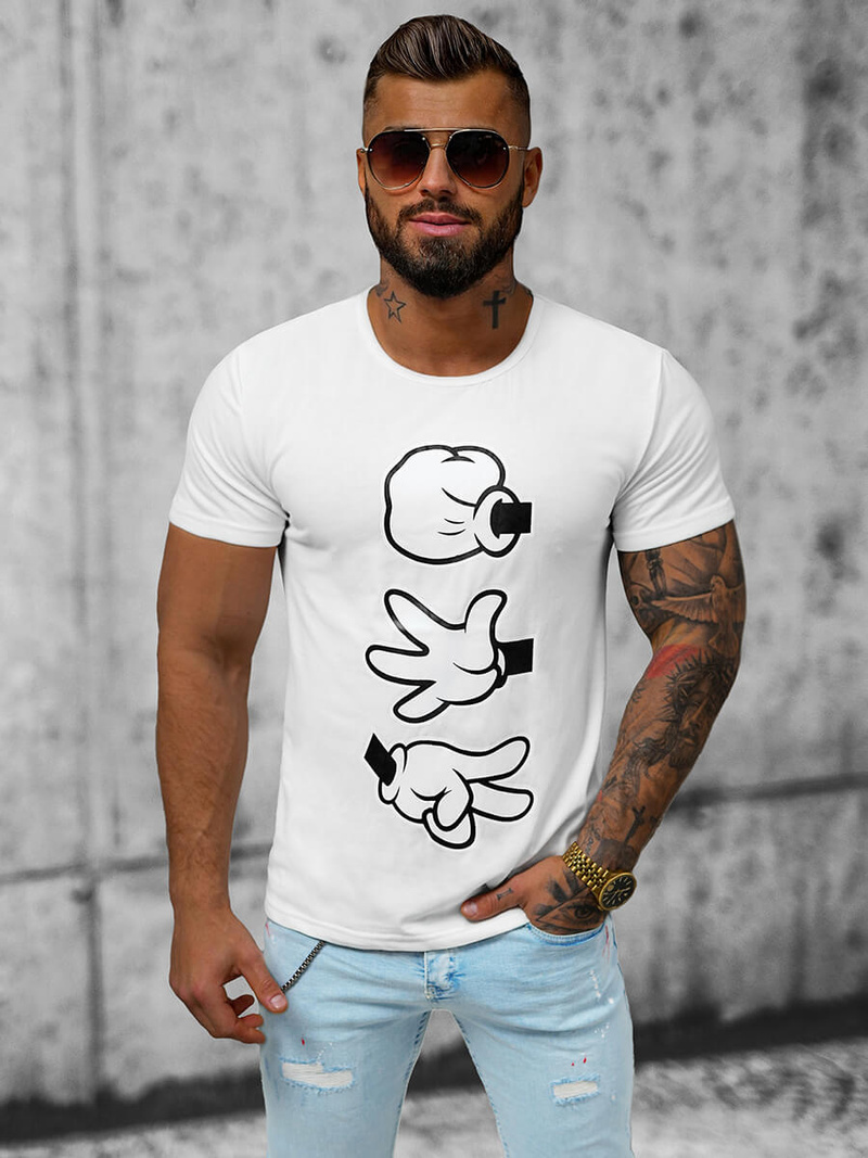 Ανδρικό μπλουζάκι λευκό OZONEE JS/KS1997Z