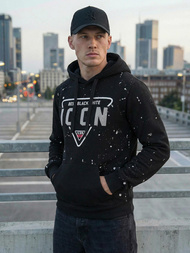 Ανδρικό Φούτερ με Κουκούλα μαύρο OZONEE JS/8B1737/3Z