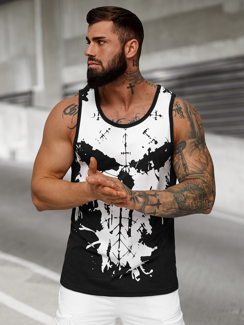 Ανδρικό αμάνικο μπλουζάκι mαύρος OZONEE JS/8B1708/3Z