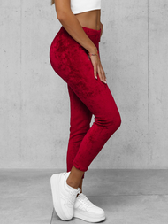 Γυναικείο βελούδινο παντελόνι φόρμας μπορντό OZONEE JS/92K521/35