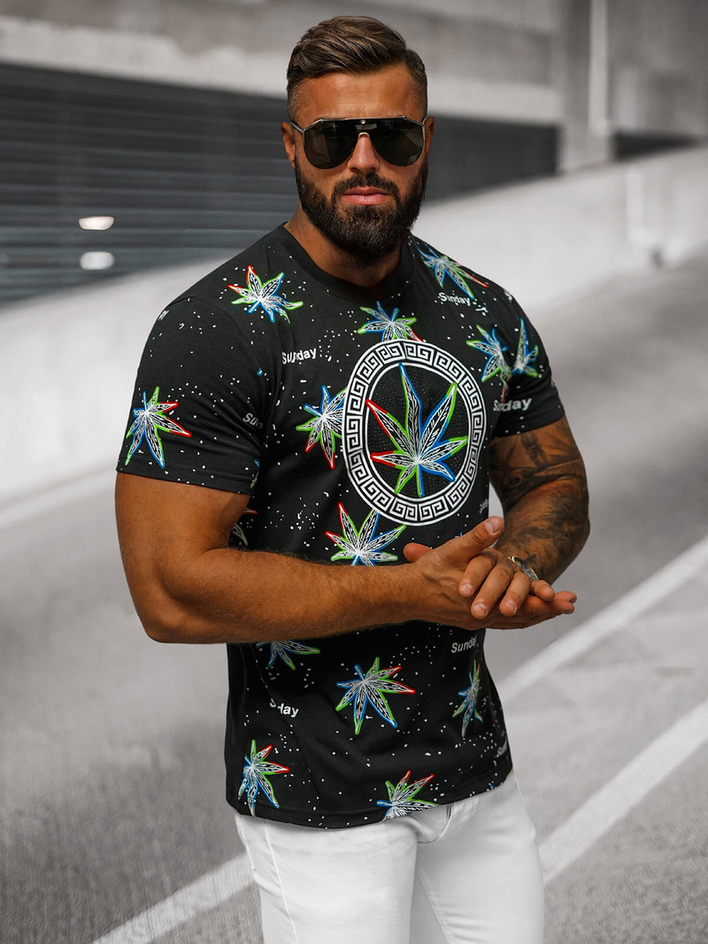 Ανδρικό μπλουζάκι μαύρο OZONEE O/T136/3