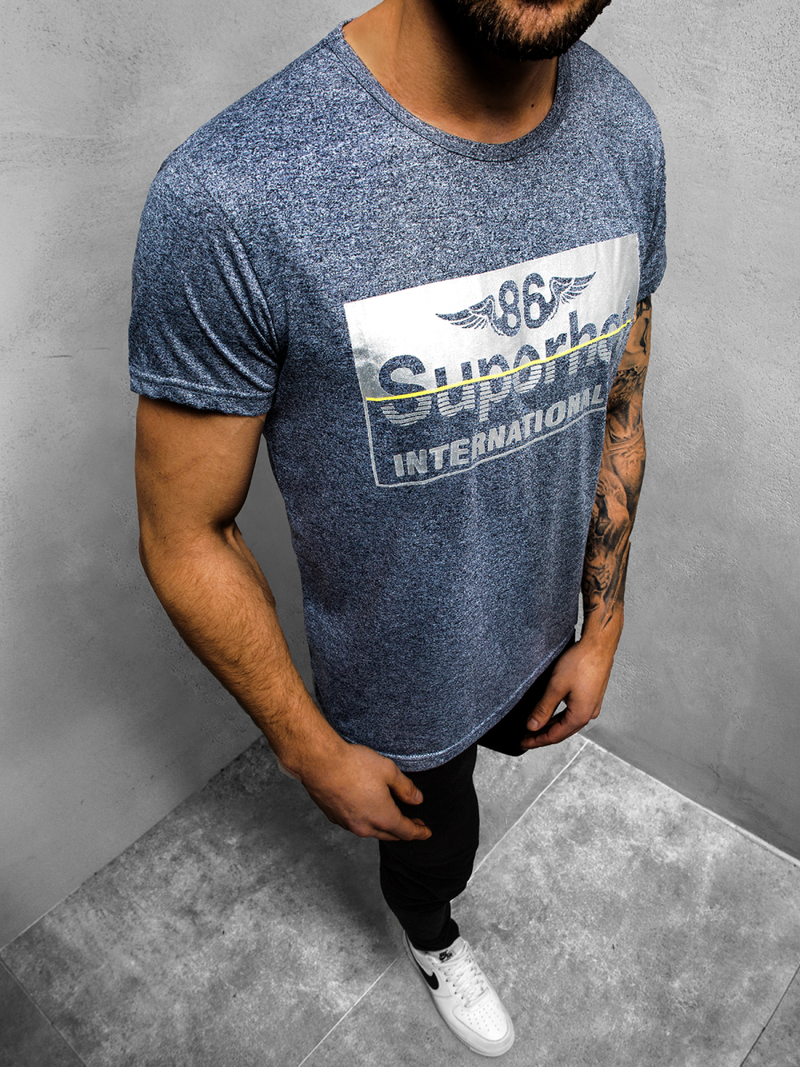 Ανδρικό μπλουζάκι ναυτικό μπλε OZONEE JS/KS2056Z