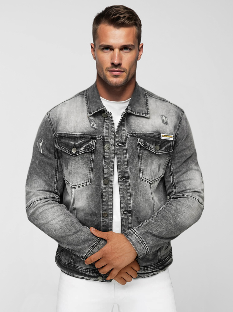 Ανδρικό τζιν μπουφάν μαύρο OZONEE NB/MJ529NZ