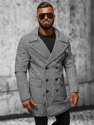 Ανδρικό παλτό μαύρο-λευκό OZONEE JS/JP1192Z
