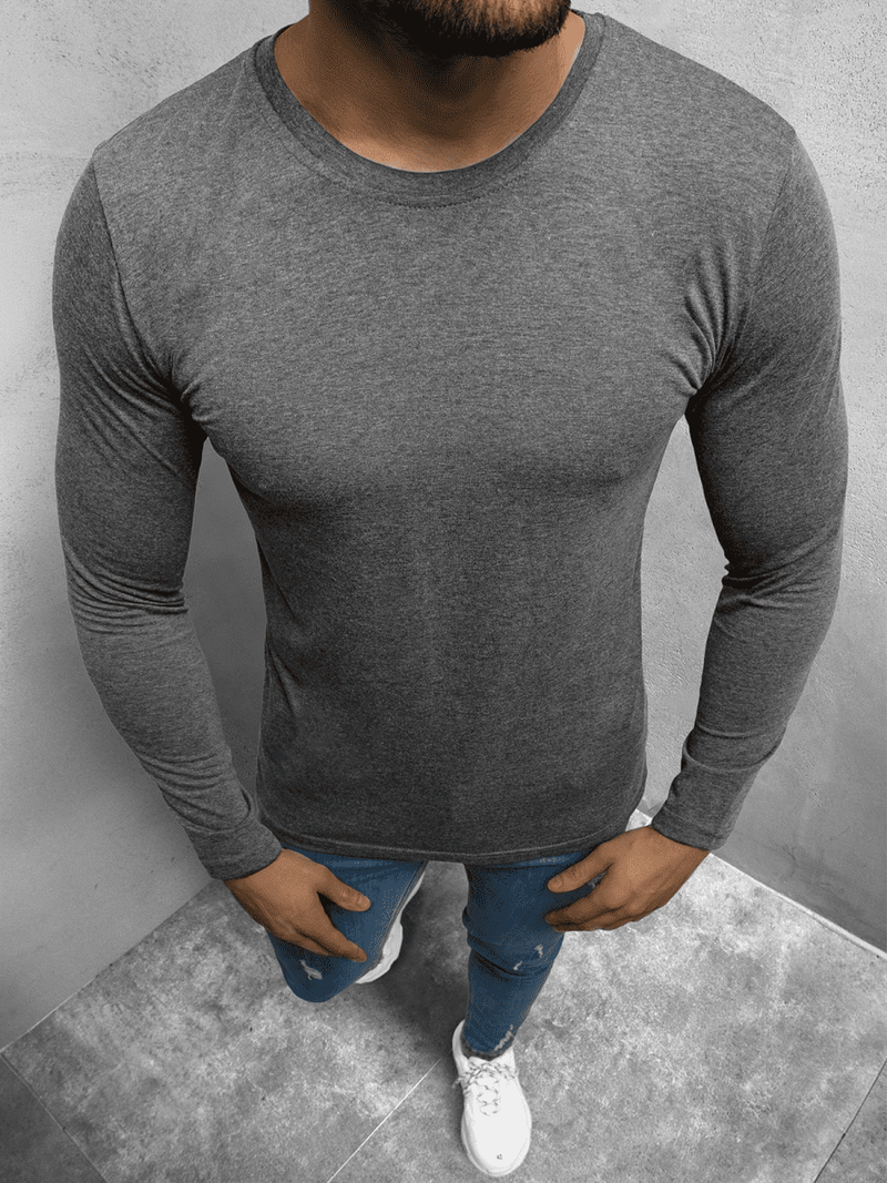 Ανδρικό μπλουζάκι με μακριά μανίκια γραφίτη OZONEE O/1209Z