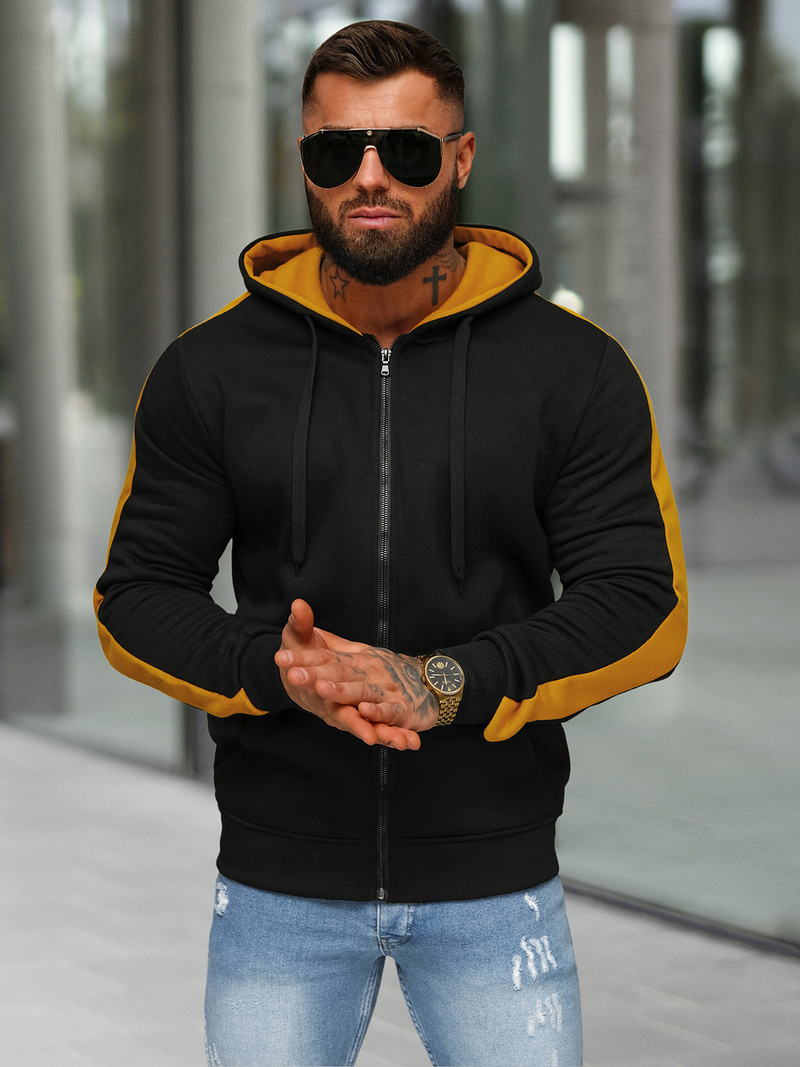 Ανδρικό Φούτερ με Κουκούλα μαύρο OZONEE JS/8B1335/3