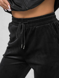 Γυναικείο βελούδινο σετ φόρμας μαύρο OZONEE JS/35C1610/3