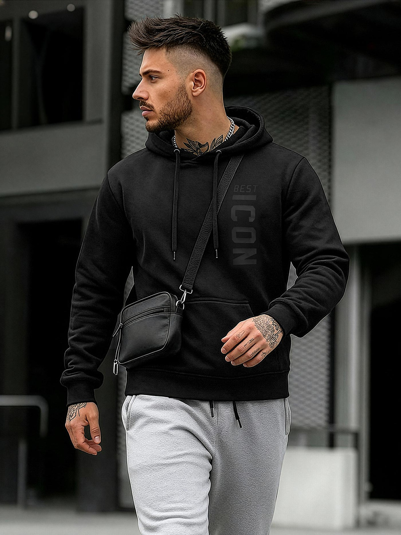 Ανδρικό Φούτερ με Κουκούλα μαύρο OZONEE JS/8B1973/3