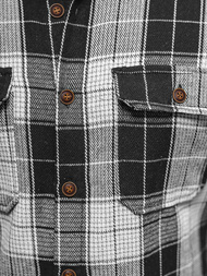 Ανδρικό πουκάμισο μαύρο OZONEE NB/MC727N