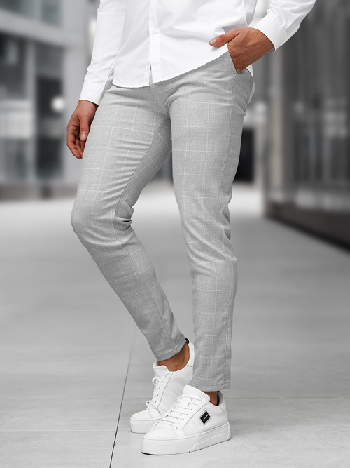 Ανδρικό παντελόνι chino γκρι OZONEE DJ/5505Z