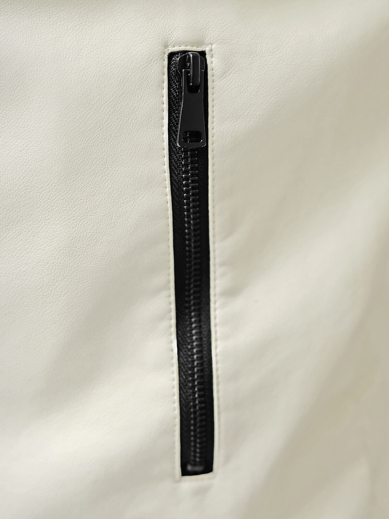 Ανδρικό δερμάτινο μπουφάν eκρού OZONEE JS/11Z8107