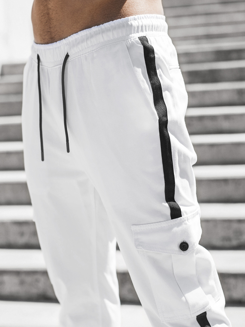 Ανδρικό παντελόνι chino jogger λευκό OZONEE DJ/5580