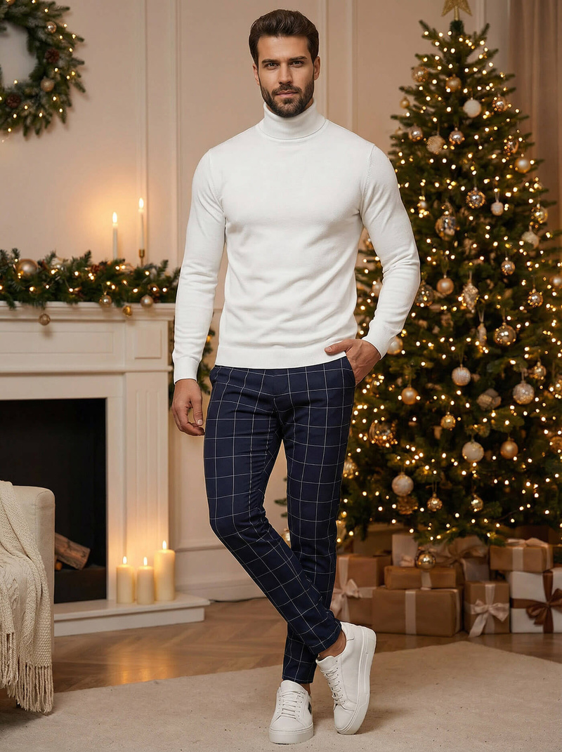 Ανδρικό παντελόνι chino μπλε OZONEE DJ/5505Z