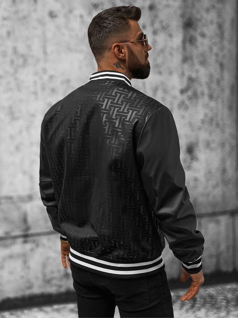 Ανδρικό μπουφάν bomber μαύρο OZONEE O/3A172