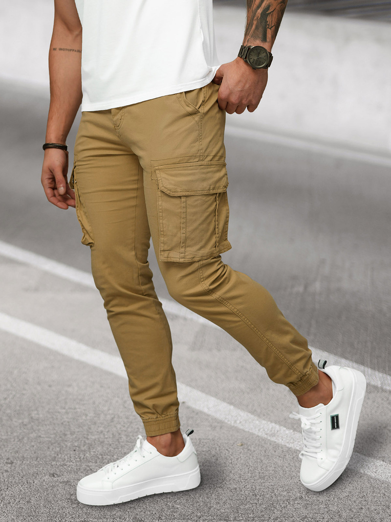 Ανδρικό παντελόνι chino jogger mπεζ OZONEE NB/MP0202KZ