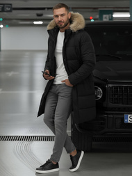 Ανδρικό χειμερινό μπουφάν mαύρος OZONEE JS/25M9803/392Z