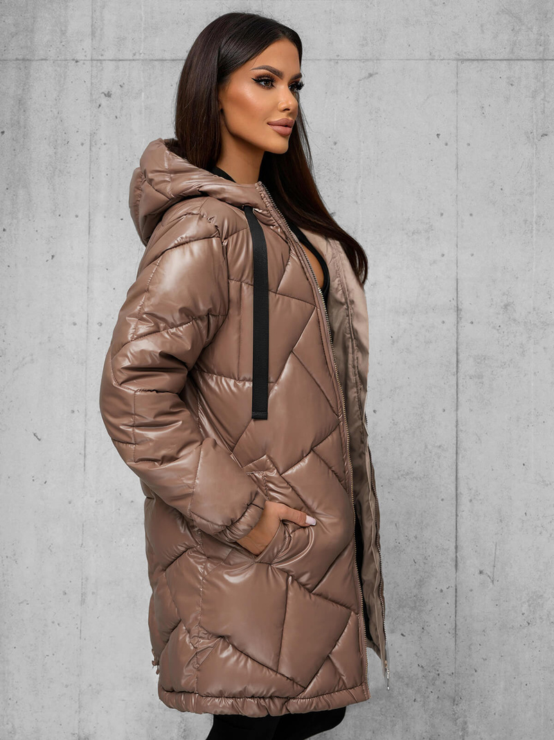 Γυναικείο μπουφάν kαμήλα OZONEE JS/5M3189/84Z