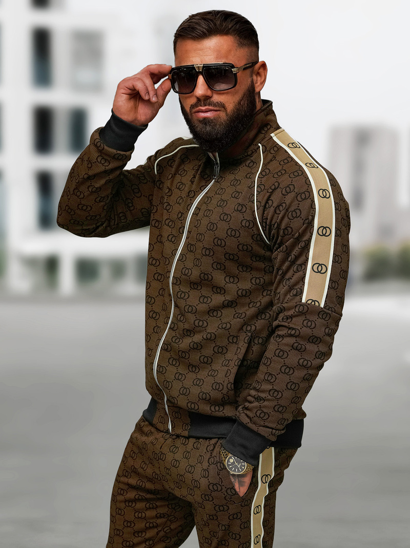 Ανδρικό σετ φόρμας σκούρο-μπεζ OZONEE O/FF5110AB