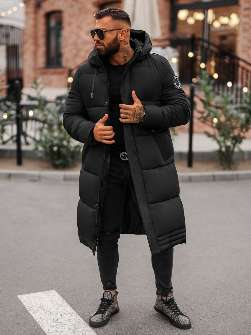 Ανδρικό χειμερινό μπουφάν μαύρο OZONEE JS/19M1290/392