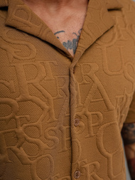 Ανδρικό πουκάμισο με κοντό μανίκι καφέ OZONEE O/B2256