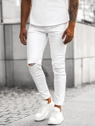 Ανδρικό τζιν παντελόνι λευκό OZONEE E/5391/01Z