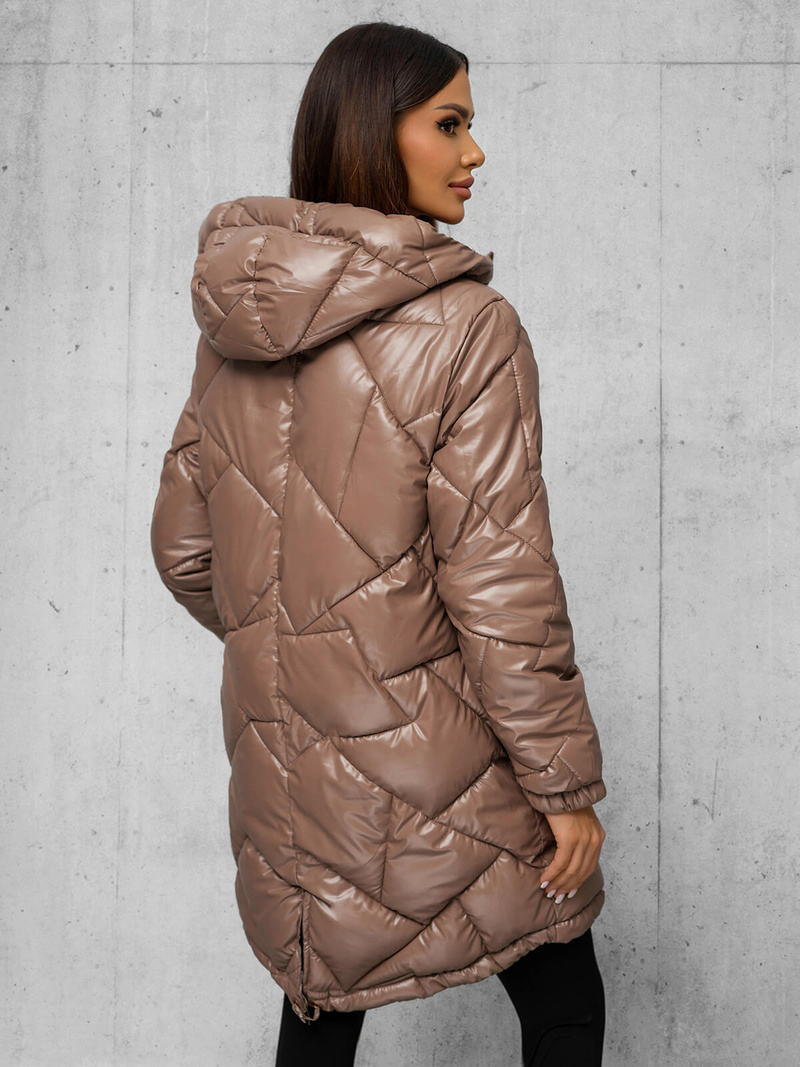 Γυναικείο μπουφάν kαμήλα OZONEE JS/5M3189/84Z