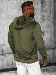 Ανδρικό βελούδινο Φούτερ με Kουκούλα Xακί OZONEE JS/8B1168/29