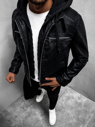 Ανδρικό δερμάτινο μπουφάν μαύρο OZONEE JB/JP1171Z